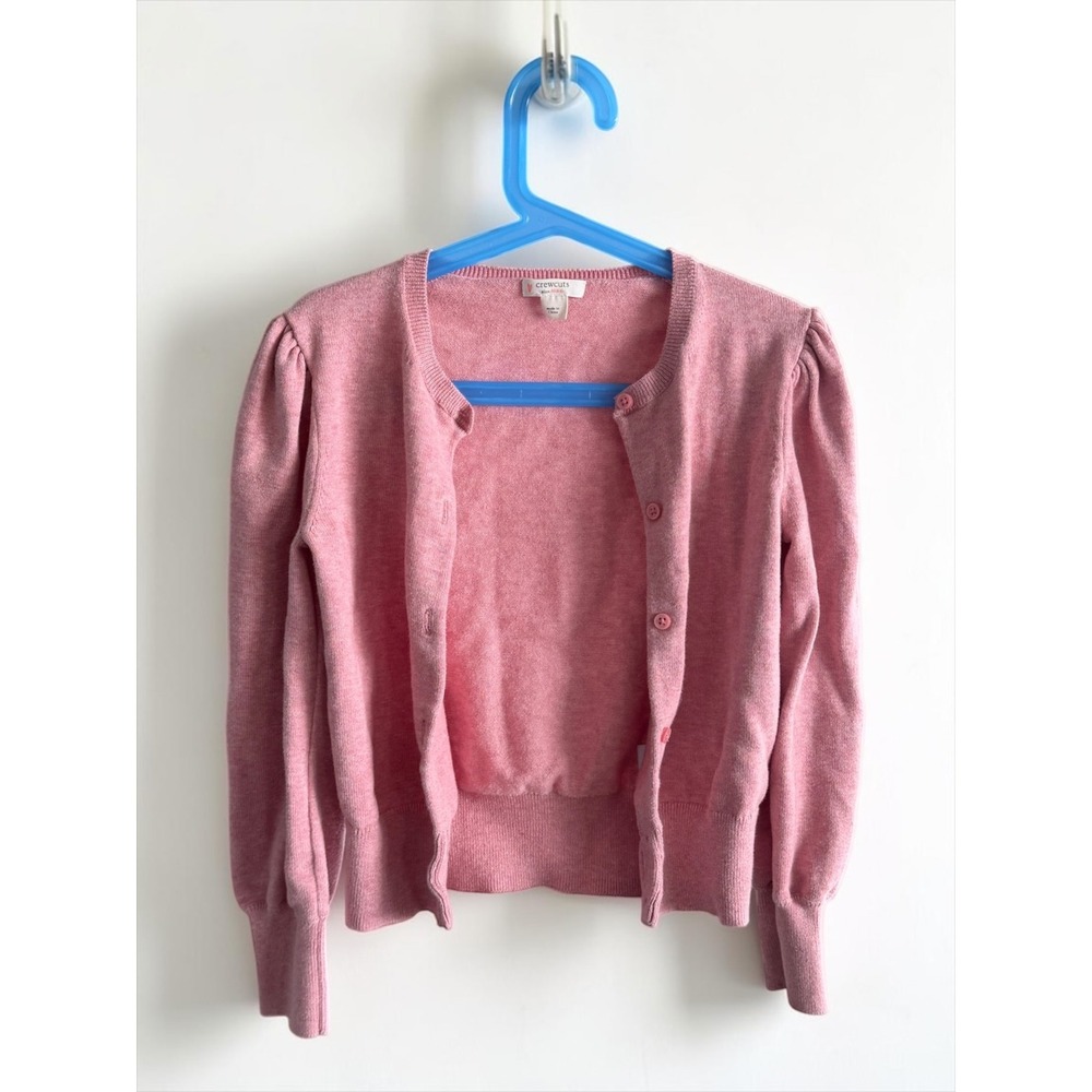 Crewcuts J.Crew Girls Pink Puff Sleeve Button Front Cardigan Sweater Size M 8-9